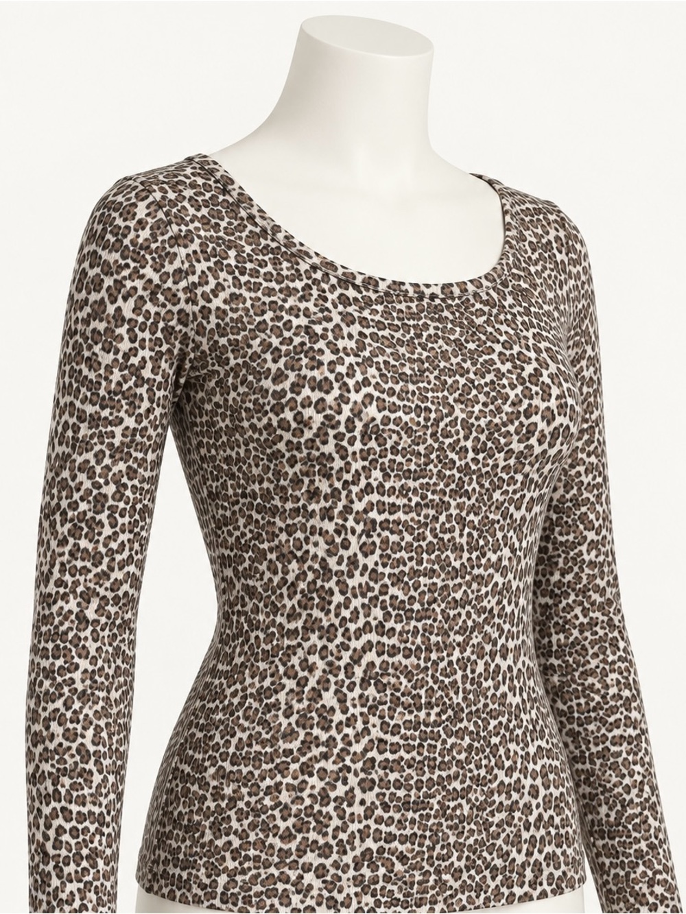 Long-Sleeve Scoop Neck Leopard Print Women’s Top - Brown American eagles